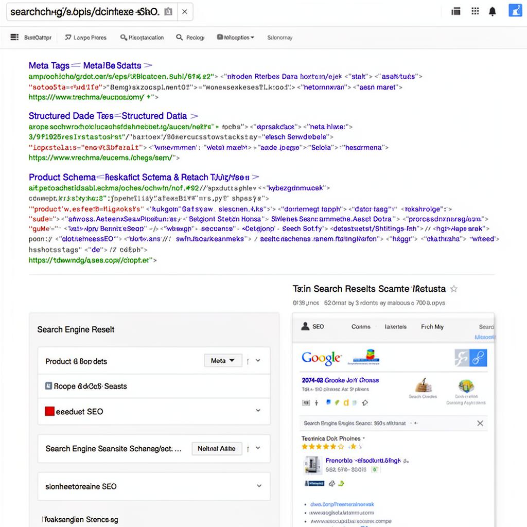 SEO técnico para páginas de produto com meta tags, schema markup e dados estruturados