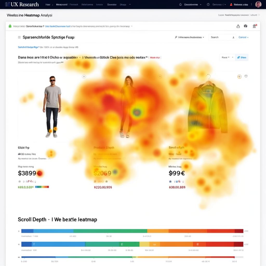 Análise de heatmap em página de produto de e-commerce mostrando padrões de clique e scroll